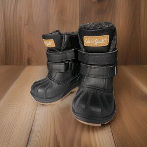 SNOW BOOTS Cat & Jack Boys Denver Black Faux Fur Hook & Loop Insulated Size: 5T